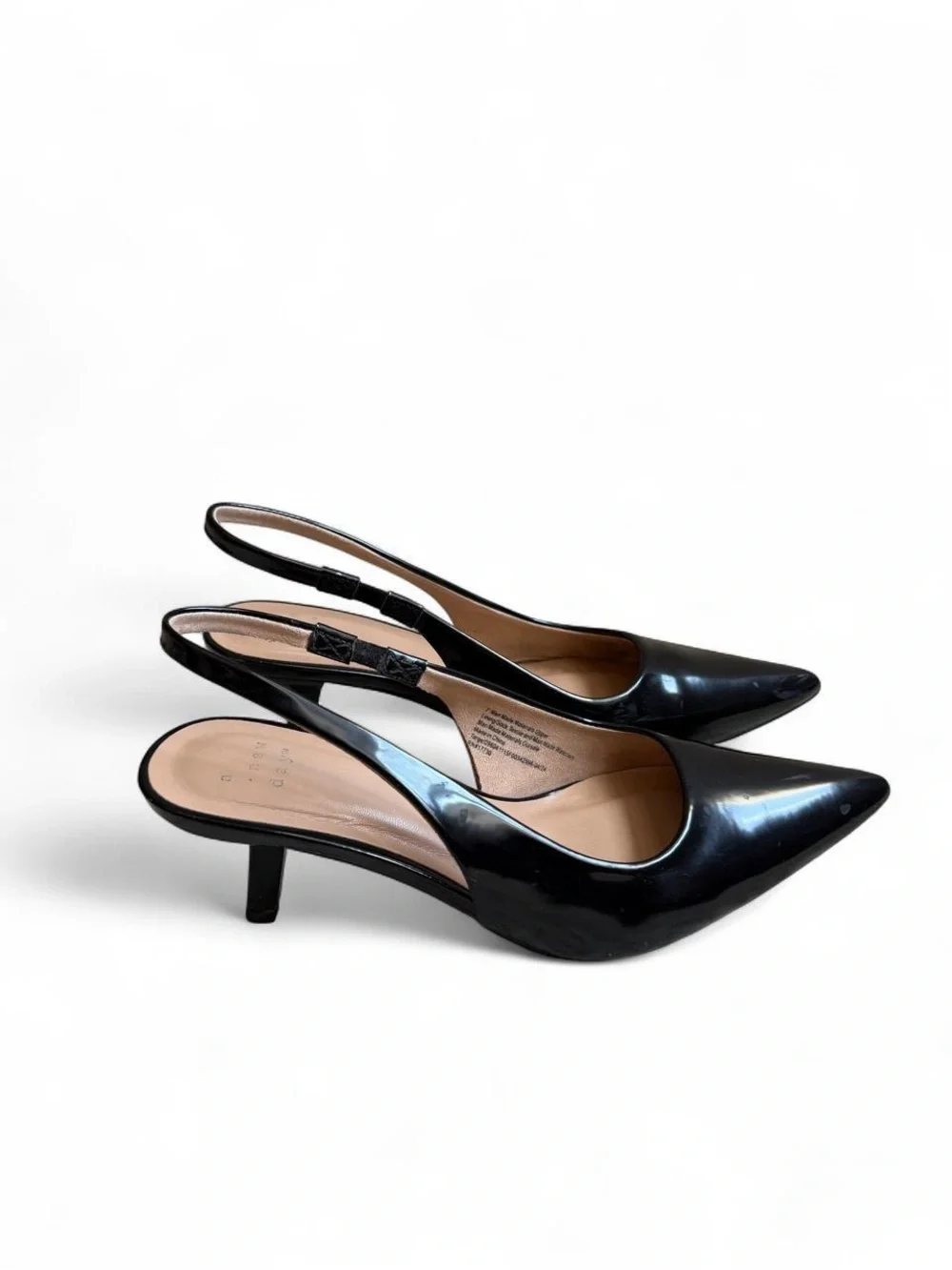 Classic Black Patent Slingback Pointed-Toe Heels